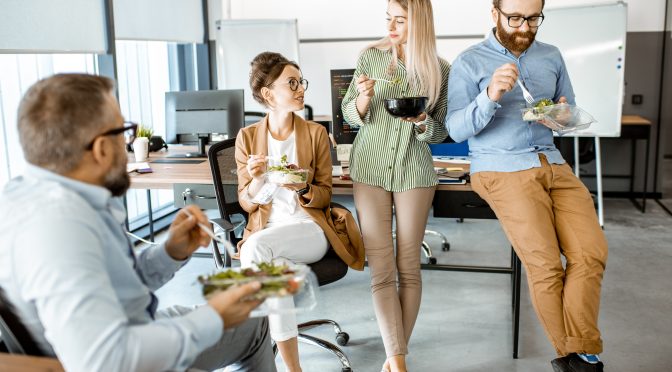 office workers take a lunch break